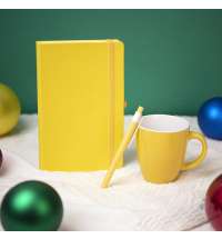 Подарочный набор HAPPINESS: блокнот, ручка, кружка, жёлтый