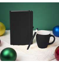 Подарочный набор HAPPINESS: блокнот, ручка, кружка, чёрный