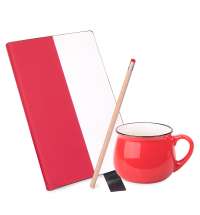 Подарочный набор LAST SUMMER: бизнес-блокнот, кружка, карандаш чернографитный, красный