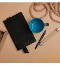 Набор подарочный DESKTOP: кружка, ежедневник, ручка,  стружка, коробка, черный/голубой