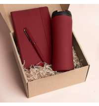 Набор подарочный OFFICEKIT: термос, ежедневник, ручка,  стружка, коробка, красный