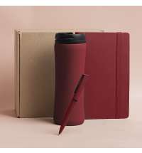 Набор подарочный OFFICEKIT: термос, ежедневник, ручка,  стружка, коробка, красный