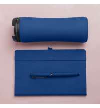 Набор подарочный OFFICEKIT: термос, ежедневник, ручка,  стружка, коробка, синий