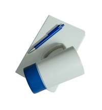 Набор подарочный ARTKITS: ежедневник, ручка, кружка с цветным дном, стружка, коробка, синий