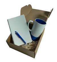 Набор подарочный ARTKITS: ежедневник, ручка, кружка с цветным дном, стружка, коробка, синий