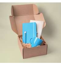 Подарочный набор JOY: блокнот, ручка, кружка, коробка, стружка; голубой