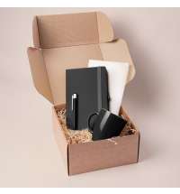 Подарочный набор JOY: блокнот, ручка, кружка, коробка, стружка; черный