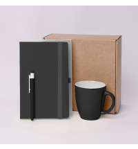Подарочный набор JOY: блокнот, ручка, кружка, коробка, стружка; черный
