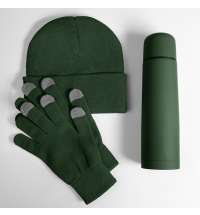 Набор подарочный GET WARM: перчатки, шапка, термос; зеленый