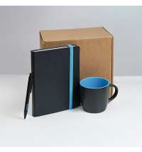 Набор подарочный HYPER: кружка, ежедневник, ручка; черный/голубой