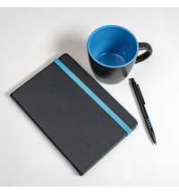 Набор подарочный HYPER: кружка, ежедневник, ручка; черный/голубой