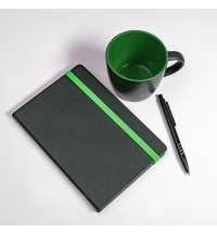 Набор подарочный HYPER: кружка, ежедневник, ручка; черный/зеленый