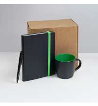 Набор подарочный HYPER: кружка, ежедневник, ручка; черный/зеленый
