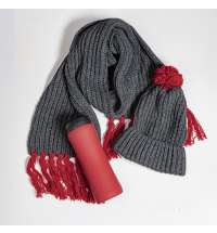 Набор подарочный COLD NIGHT: шарф и шапка, термокружка; красный