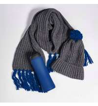 Набор подарочный COLD NIGHT: шарф и шапка, термокружка; синий