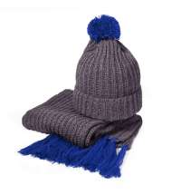 Набор подарочный COLD NIGHT: шарф и шапка, термокружка; синий