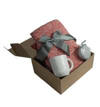 Подарочный набор HOLIDAY: плед, кружка, шар новогодний, коробка; красный