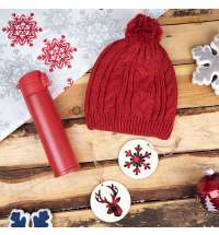 Подарочный набор WINTER TALE: шапка, термос, новогодние украшения, красный