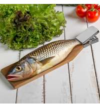 Доска для чистки рыбы деревянная,  с зажимом, 12*46*2см, бук