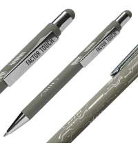 Ручка шариковая FACTOR TOUCH со стилусом, серый/серебро, металл, пластик, софт-покрытие