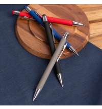 Ручка шариковая FACTOR TOUCH со стилусом, серый/серебро, металл, пластик, софт-покрытие