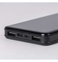 Универсальный аккумулятор Sleek 10 (10000 мАч), черный, 14х6.8х1,5 см