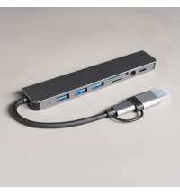 USB-хаб ROOT 8 в 1, серый, алюминий