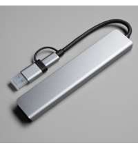 USB-хаб ROOT 8 в 1, серый, алюминий