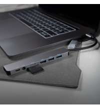 USB-хаб ROOT 8 в 1, серый, алюминий