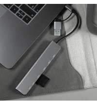 USB-хаб ROOT 8 в 1, серый, алюминий