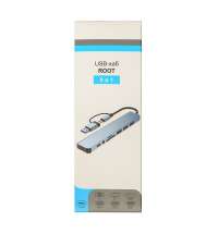 USB-хаб ROOT 8 в 1, серый, алюминий