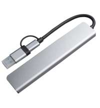 USB-хаб ROOT 8 в 1, серый, алюминий