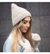 Шапка бини вязаная НАСВЯЗИ&copy;  шерсть/ акрил