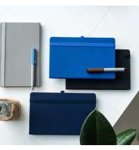 Бизнес-блокнот OXI, A5, темно-синий, твердая обложка, RPET, в линейку