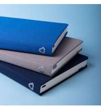 Бизнес-блокнот OXI, A5, темно-синий, твердая обложка, RPET, в линейку