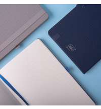 Бизнес-блокнот OXI, A5, темно-синий, твердая обложка, RPET, в линейку