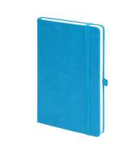 Бизнес-блокнот "Justy", 130*210 мм, лазурный, твердая обложка,  резинка 7 мм, блок-линейка
