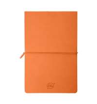 Бизнес-блокнот "Combi", 130*210 мм, бело-оранжевый, кремовый форзац, гибкая обложка, в клетку/нелин