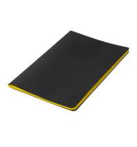 Тетрадь SLIMMY, 140 х 210 мм,  черный с желтым, бежевый блок, в клетку