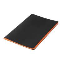 Тетрадь SLIMMY, 140 х 210 мм,  черный с оранжевым, бежевый блок, в клетку