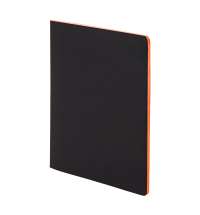 Тетрадь SLIMMY, 140 х 210 мм,  черный с оранжевым, бежевый блок, в клетку
