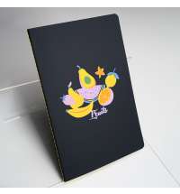 Тетрадь SLIMMY, 140 х 210 мм,  черный с белым, бежевый блок, в клетку