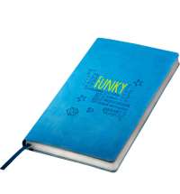 Бизнес-блокнот FUNKY А5, голубой, серый форзац, мягкая обложка,  в линейку