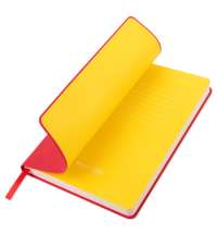 Бизнес-блокнот FUNKY, 130*210 мм, красный, желтый форзац, мягкая обложка, блок-линейка