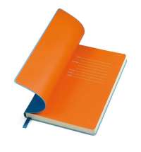 Бизнес-блокнот FUNKY, 130*210 мм, синий, оранжевый форзац, мягкая обложка, блок-линейка