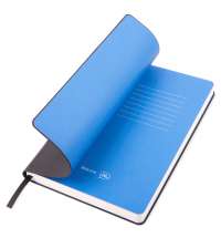 Бизнес-блокнот FUNKY, 130*210 мм, черный, голубой форзац, мягкая обложка, в линейку