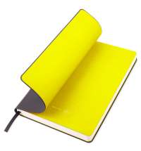 Бизнес-блокнот FUNKY, 130*210 мм, черный, желтый форзац, мягкая обложка, в линейку