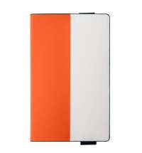 Бизнес-блокнот UNI, A5, бело-оранжевый, мягкая обложка, в линейку, черное ляссе