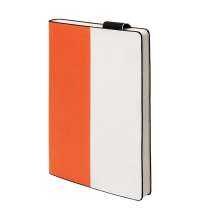 Бизнес-блокнот UNI, A5, бело-оранжевый, мягкая обложка, в линейку, черное ляссе