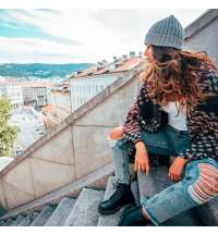 Шапка вязаная SHORE с отворотом из материала rPET/рециклированного полиэстера